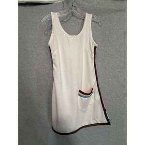 Vtg Slazenger Tennis Dress Girls 7/8 White Asym Hem Pocket Zip Wonderknit 70s